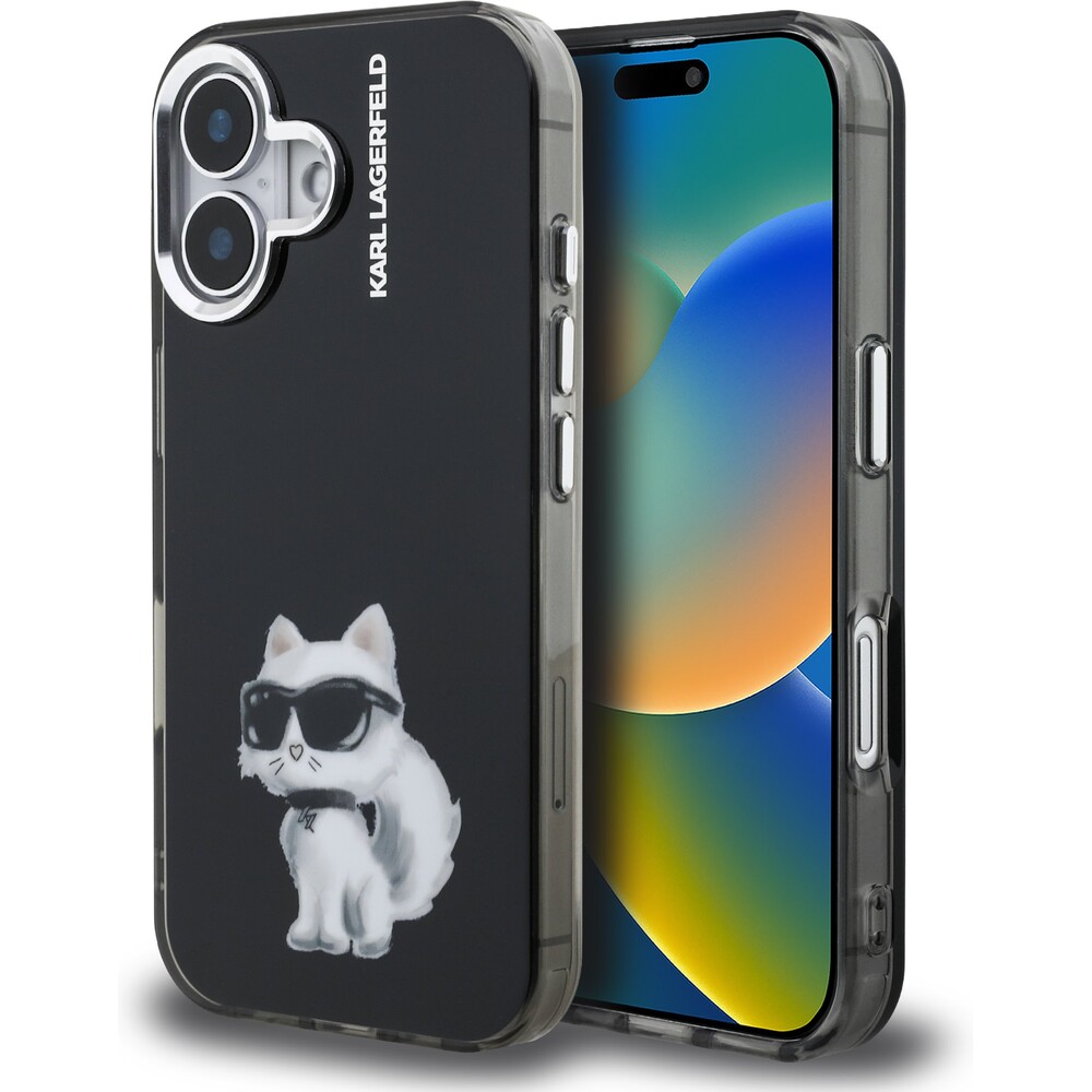 Karl-Lagerfeld-IML-Aquarelle-Choupette-kryt-iPhone-16-cerny