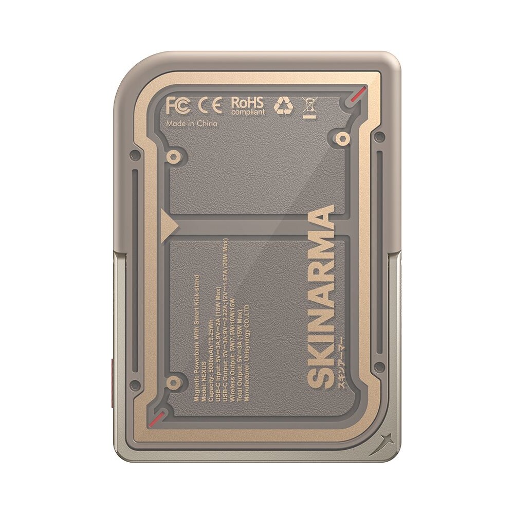 SKINARMA-Nexus-Mecha-MagSafe-powerbanka-se-stojankem-USB-C-PD-5000-mah-zlata