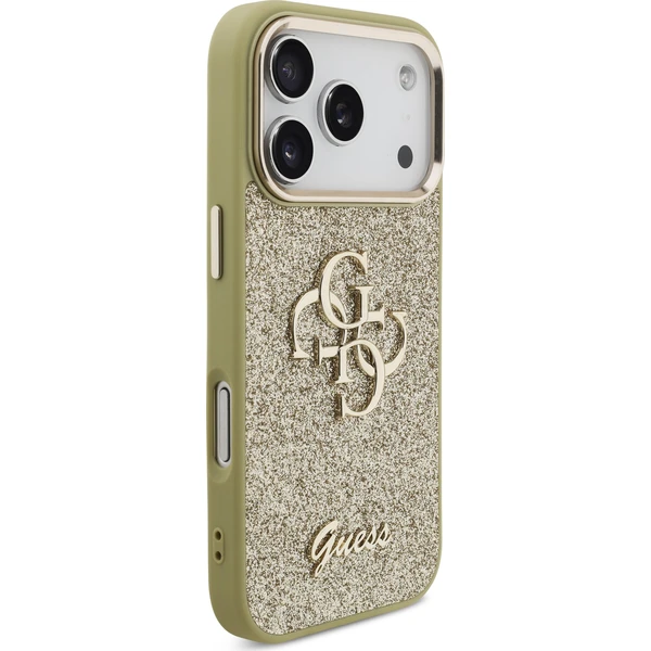 Guess-PU-Fixed-Glitter-4G-Metal-Frame-kryt-iPhone-17-Pro-zlaty