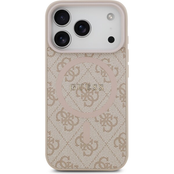 Guess-PU-Leather-4G-Colored-Ring-MagSafe-Zadni-Kryt-pro-iPhone-17-Pro-ruzovy