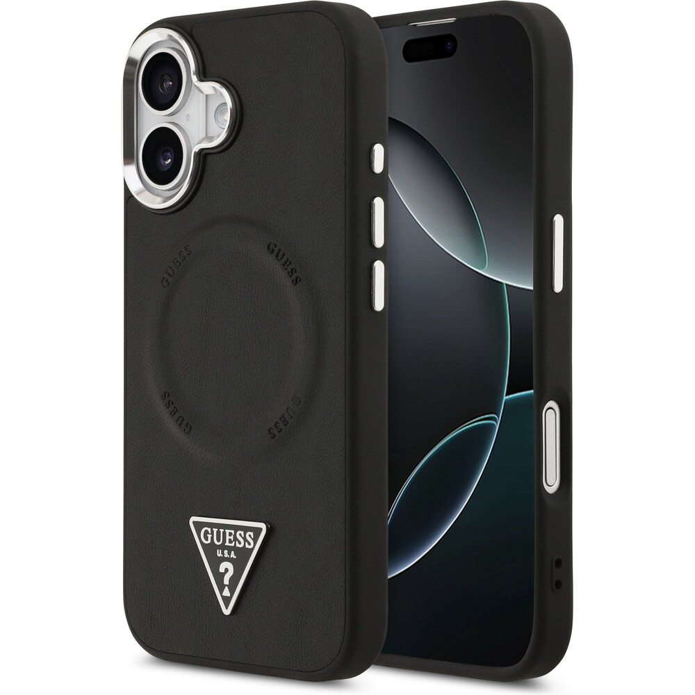 Guess-PU-Leather-Triangle-Logo-MagSafe-kryt-iPhone-17-cerny