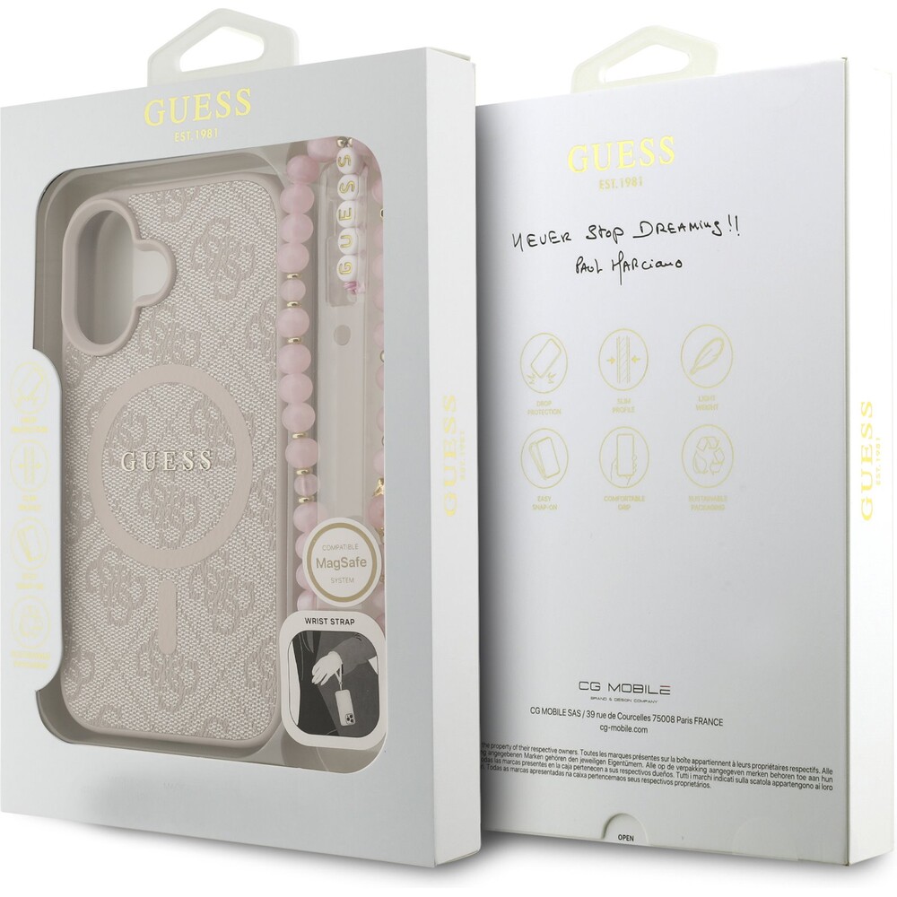 Guess-PU-Leather-4G-Colored-Ring-Strap-MagSafe-kryt-iPhone-16-ruzovy