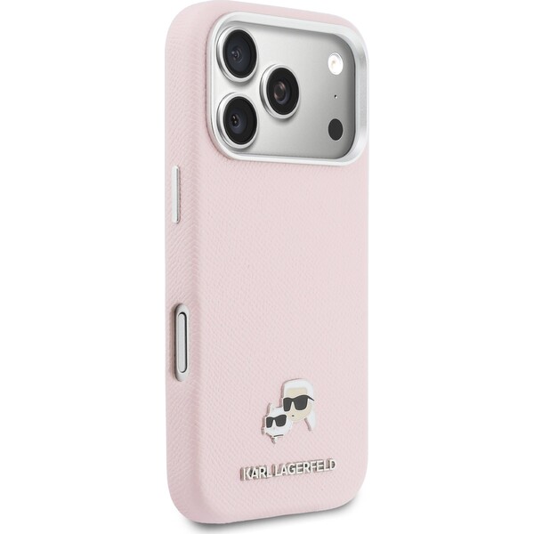 Karl-Lagerfeld-PU-Karl-and-Choupette-Heads-Pins-MagSafe-kryt-iPhone-17-Pro-Max-ruzovy