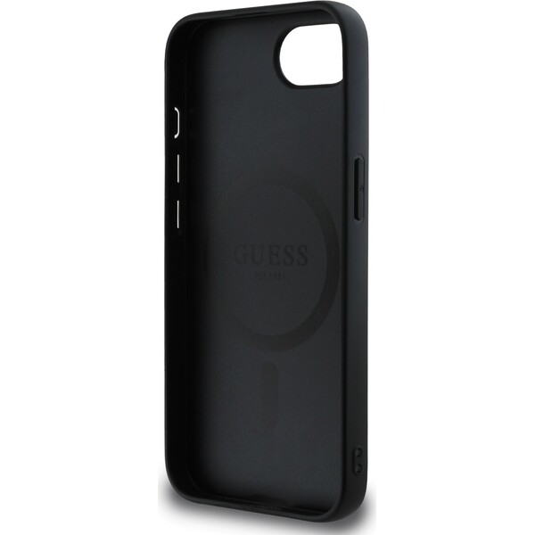 Guess-PU-Grained-Classic-Logo-MagSafe-kryt-iPhone-17e-16e-cerny