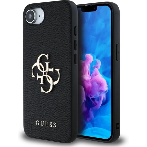 Guess-PU-Grained-4G-Metal-Logo-kryt-iPhone-17e-16e-cerny