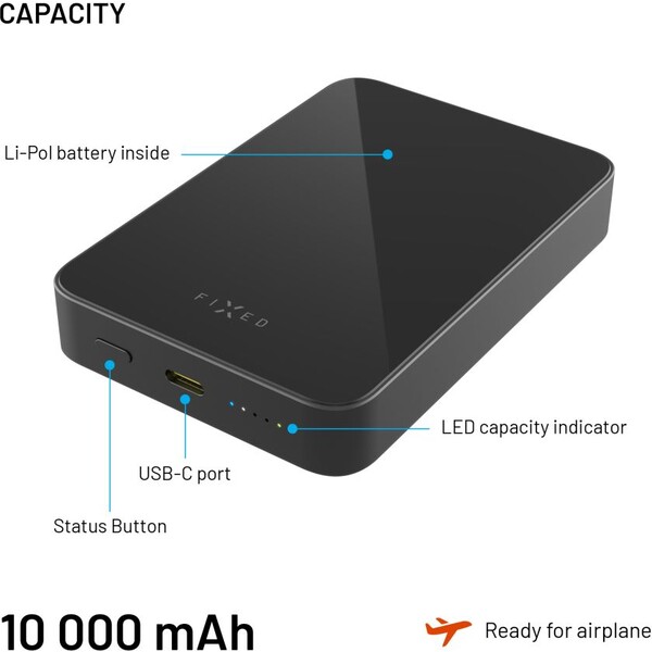 FIXED-MagZen-10-Crystal-MagSafe-Qi2-powerbanka-10000mAh-cerna