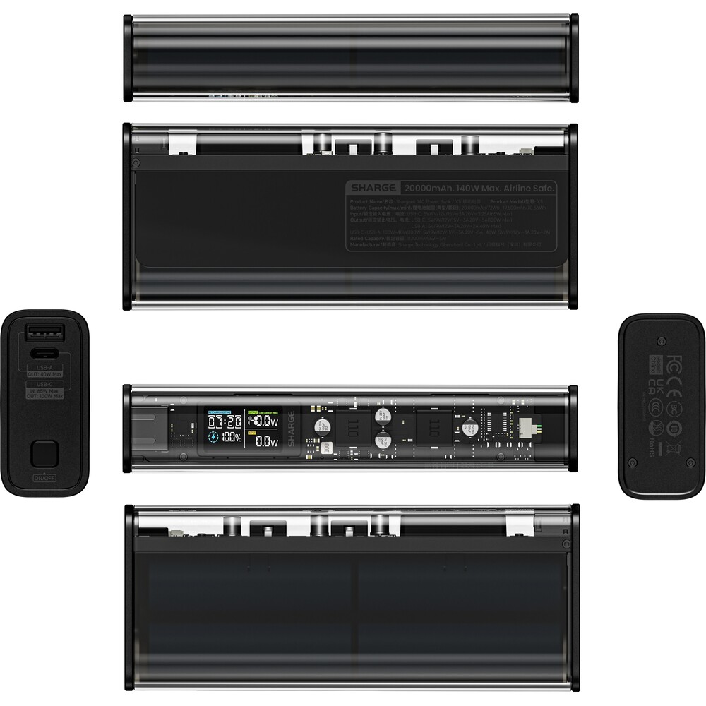 SHARGE-Shargeek-140W-powerbanka-20000-mAh-LCD-cerna