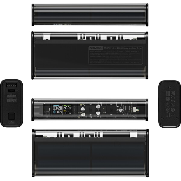 SHARGE-Shargeek-140W-powerbanka-20000-mAh-LCD-cerna