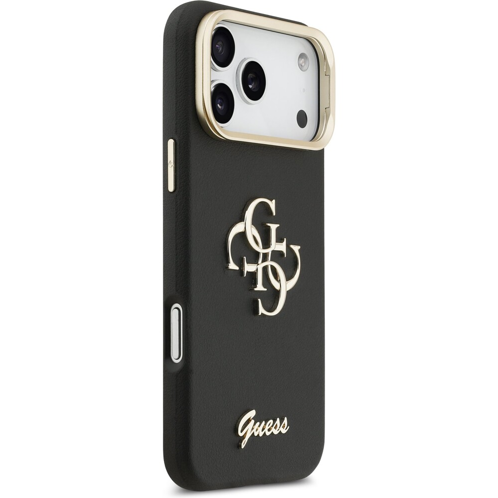 Guess-PU-Grained-4G-Logo-Stand-Camera-Frame-kryt-iPhone-17-Pro-Max-cerny