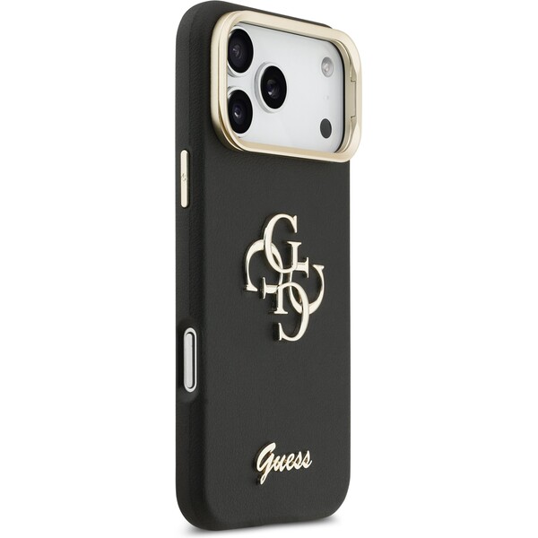 Guess-PU-Grained-4G-Logo-Stand-Camera-Frame-kryt-iPhone-17-Pro-Max-cerny