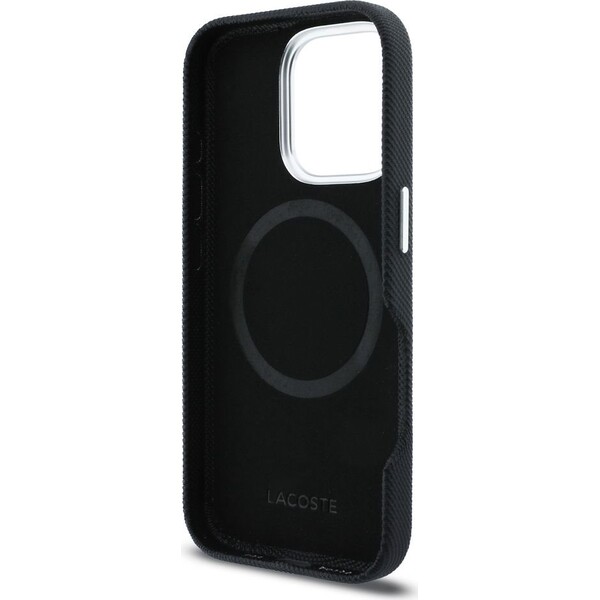 Lacoste-PVC-Iconic-Petit-Pique-Metal-Logo-MagSafe-kryt-iPhone-16-Pro-Max-cerny