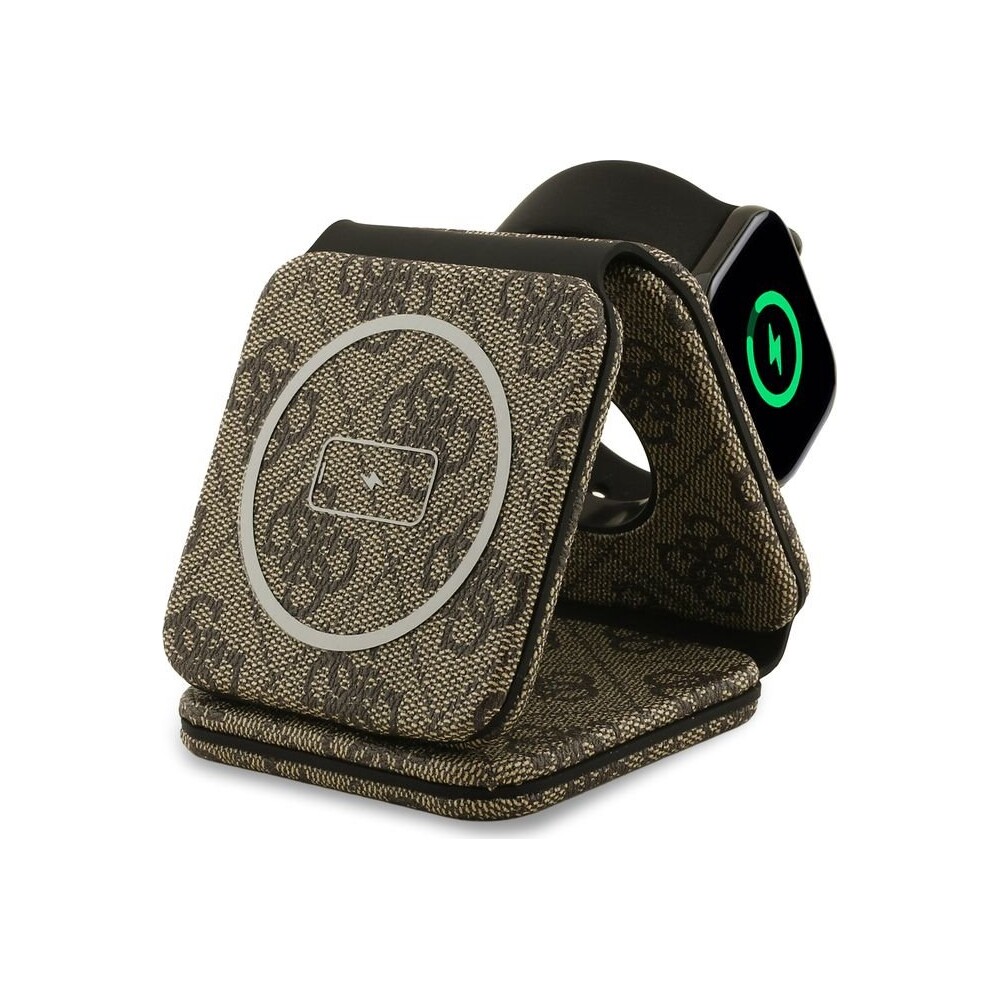Guess-PU-4G-MagSafe-bezdratova-nabijecka-3v1-hneda
