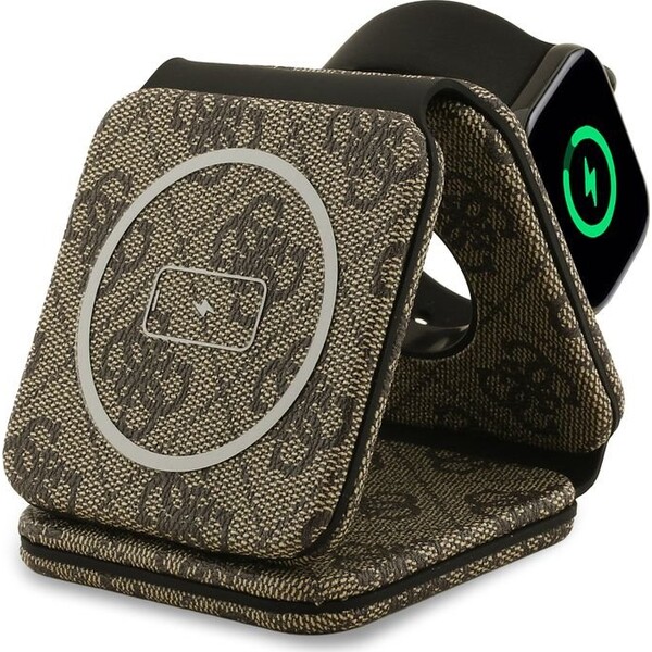 Guess-PU-4G-MagSafe-bezdratova-nabijecka-3v1-hneda