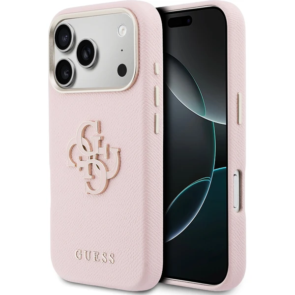 Guess-PU-Resin-Logo-kryt-iPhone-17-Pro-ruzovy