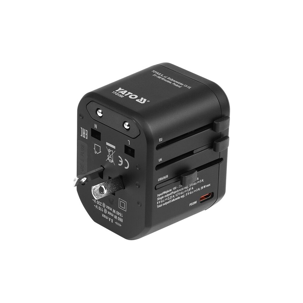 Vasco-Yato-univerzalni-cestovni-adapter-PD-USB-C-QC3-0-USB-A-