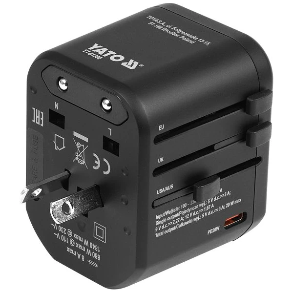 Vasco-Yato-univerzalni-cestovni-adapter-PD-USB-C-QC3-0-USB-A-