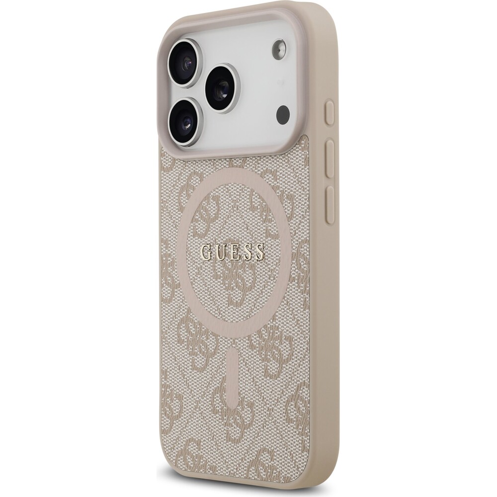 Guess-PU-Leather-4G-Colored-Ring-MagSafe-Zadni-Kryt-pro-iPhone-17-Pro-ruzovy