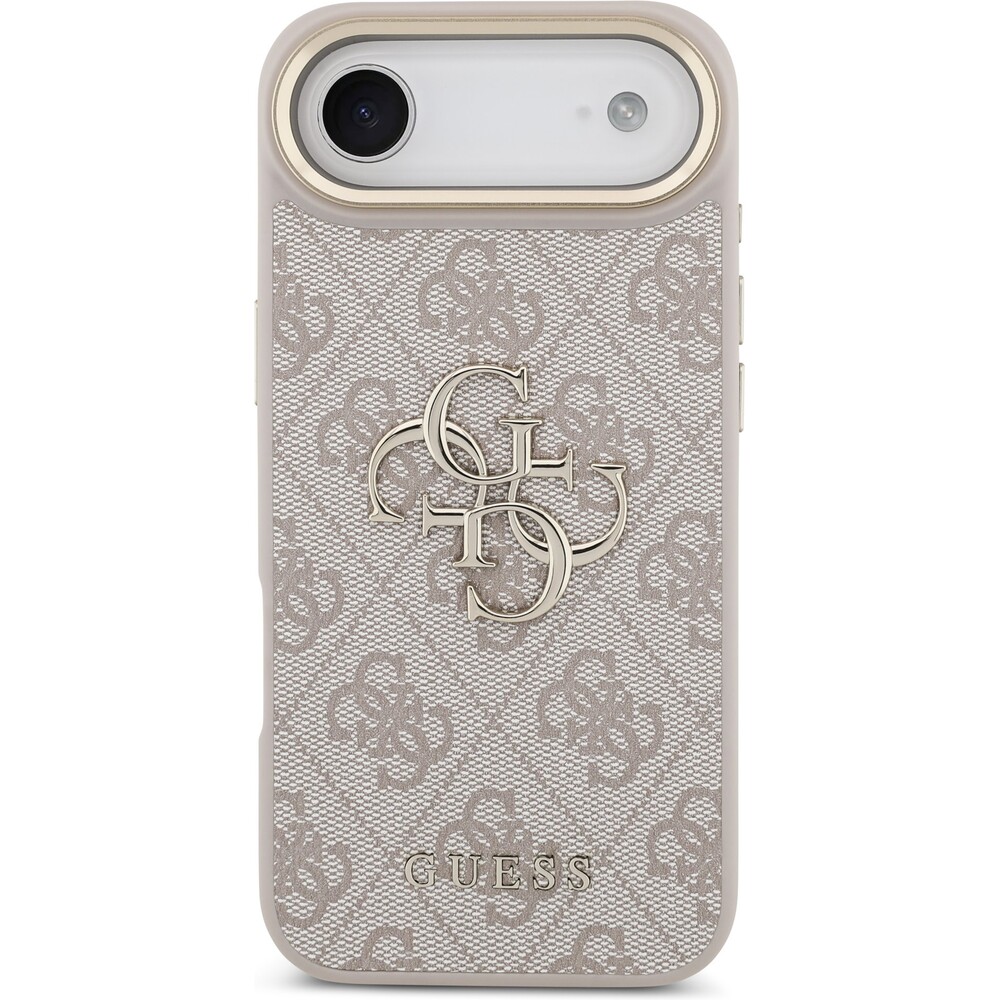 Guess-PU-Leather-4G-Metal-Logo-Gold-Frame-kryt-iPhone-Air-ruzovy