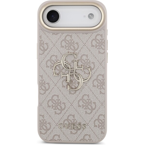 Guess-PU-Leather-4G-Metal-Logo-Gold-Frame-kryt-iPhone-Air-ruzovy