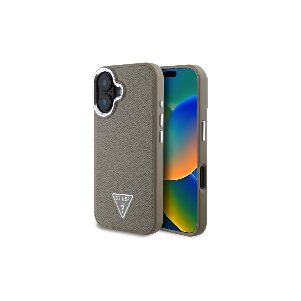 Guess-PU-Grained-Triangle-Logo-kryt-pro-iPhone-16-hnedy