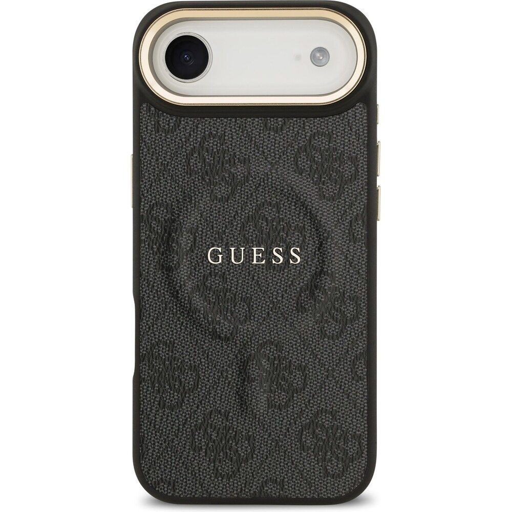Guess-PU-Leather-4G-Gold-Frame-MagSafe-kryt-iPhone-Air-cerny