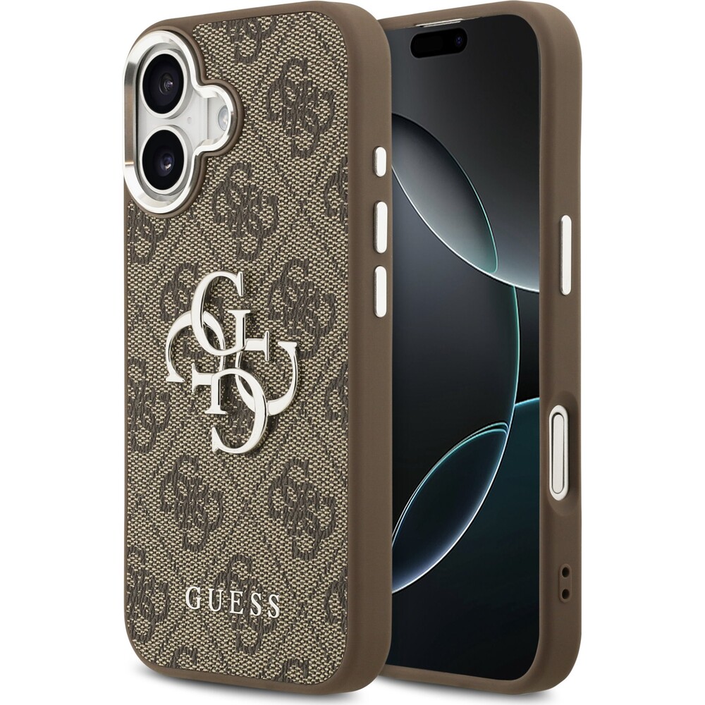 Guess-PU-4G-Metal-Logo-kryt-iPhone-17-stribrny-hnedy