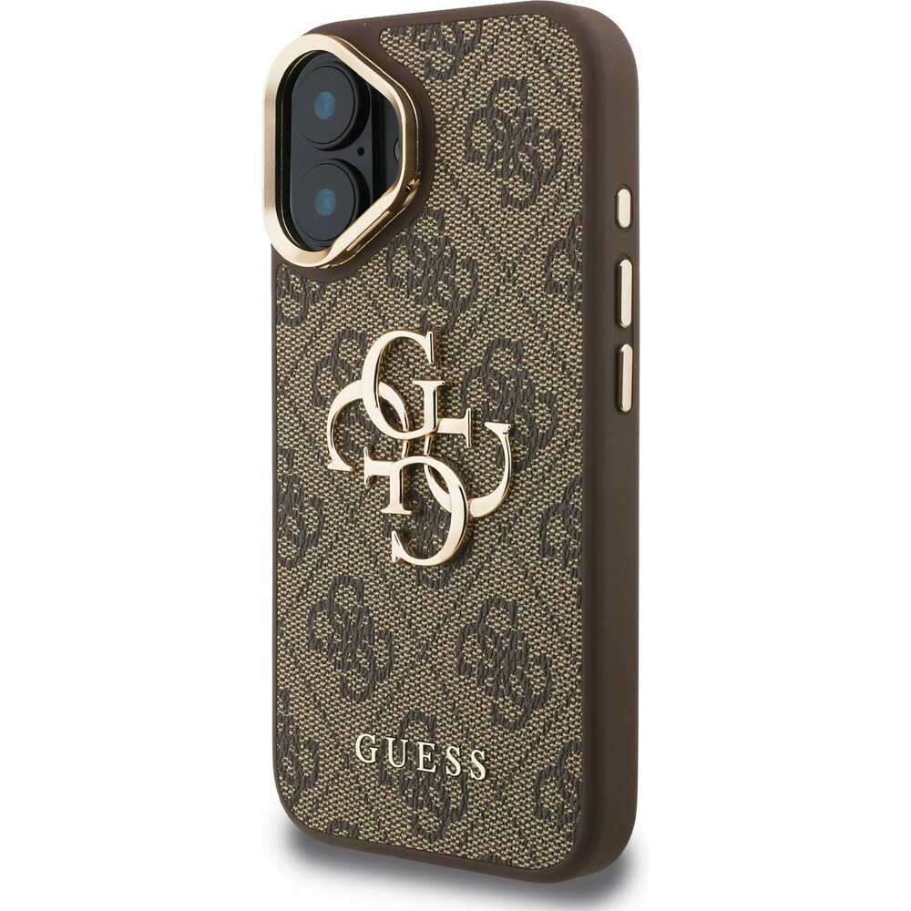 Guess-PU-4G-Metal-Logo-Stand-Camera-Frame-kryt-iPhone-16-hnedy