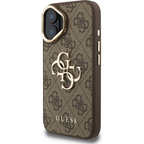 Guess-PU-4G-Metal-Logo-Stand-Camera-Frame-kryt-iPhone-16-hnedy