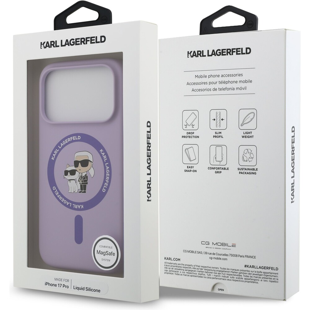 Karl-Lagerfeld-Liquid-Silicone-Karl-and-Choupette-MagSafe-kryt-iPhone-17-Pro-fialovy