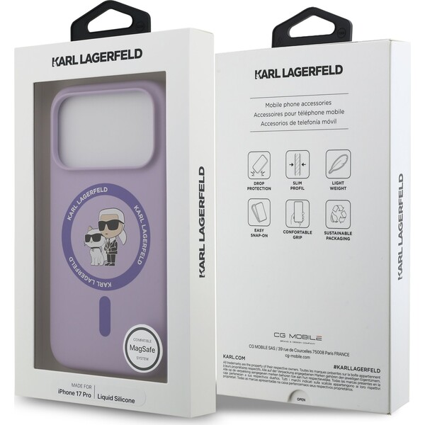 Karl-Lagerfeld-Liquid-Silicone-Karl-and-Choupette-MagSafe-kryt-iPhone-17-Pro-fialovy