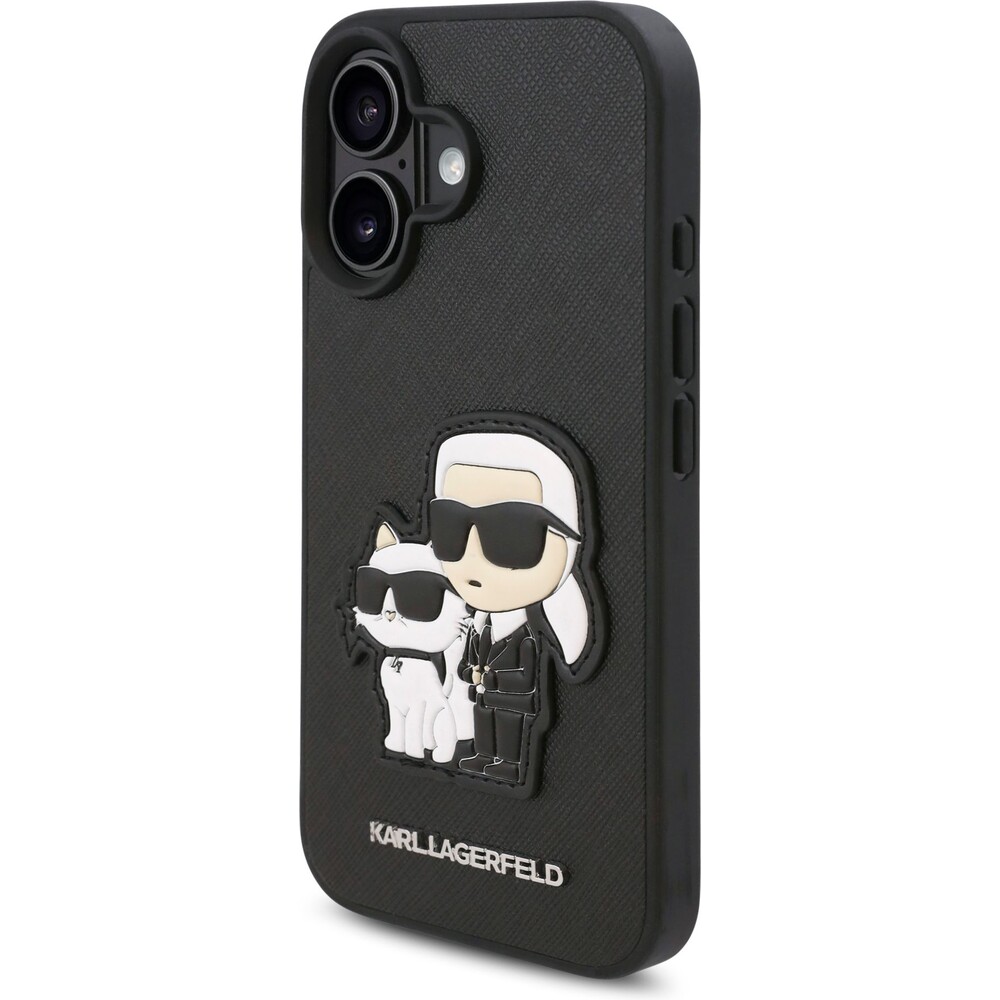 Karl-Lagerfeld-PU-Saffiano-Karl-and-Choupette-kryt-pro-iPhone-16-Plus-cerny