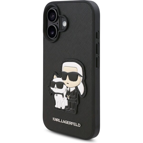 Karl-Lagerfeld-PU-Saffiano-Karl-and-Choupette-kryt-pro-iPhone-16-Plus-cerny
