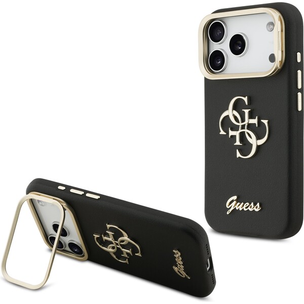 Guess-PU-Grained-4G-Logo-Stand-Camera-Frame-kryt-iPhone-17-Pro-cerny