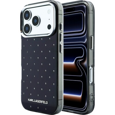 Karl Lagerfeld IML Rhinestones Allover Magsafe kryt iPhone 18 Pro Max černý