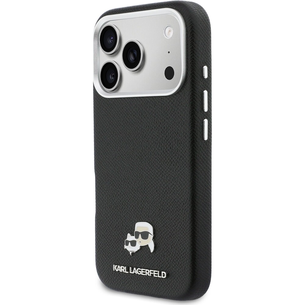 Karl-Lagerfeld-PU-Karl-and-Choupette-Heads-Pins-MagSafe-kryt-iPhone-17-Pro-Max-cerny