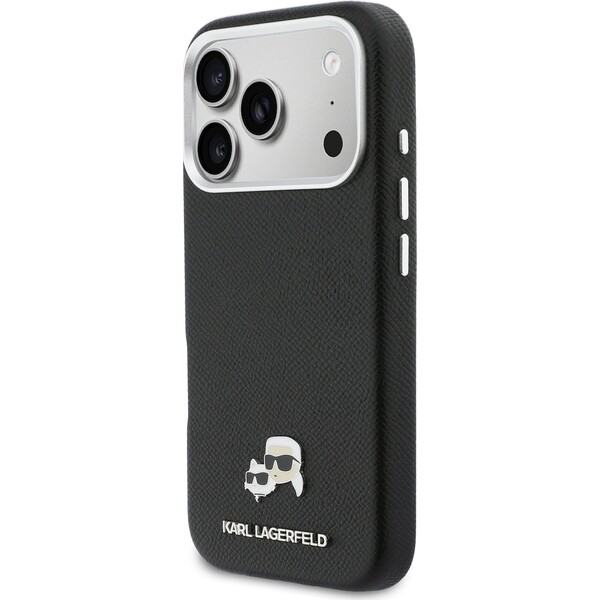 Karl-Lagerfeld-PU-Karl-and-Choupette-Heads-Pins-MagSafe-kryt-iPhone-17-Pro-Max-cerny