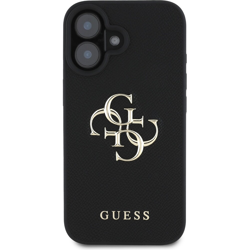 Guess-PU-Grained-4G-Metal-Logo-kryt-iPhone-16-cerny