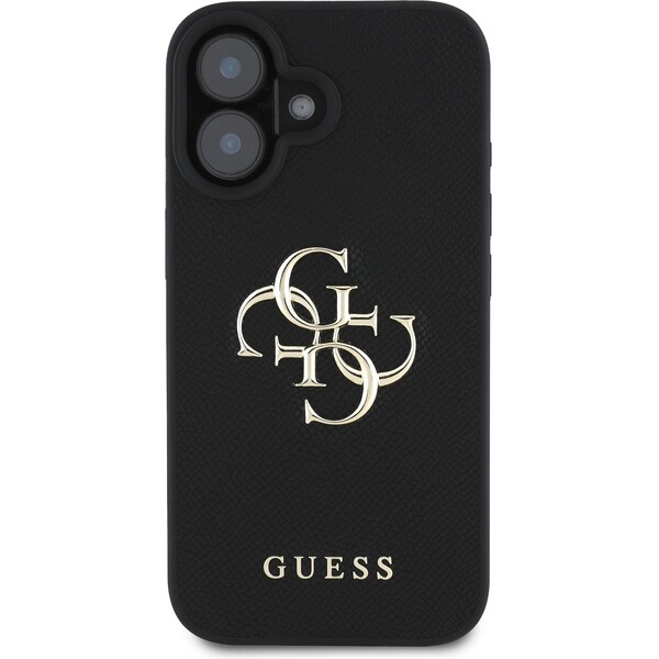 Guess-PU-Grained-4G-Metal-Logo-kryt-iPhone-16-cerny