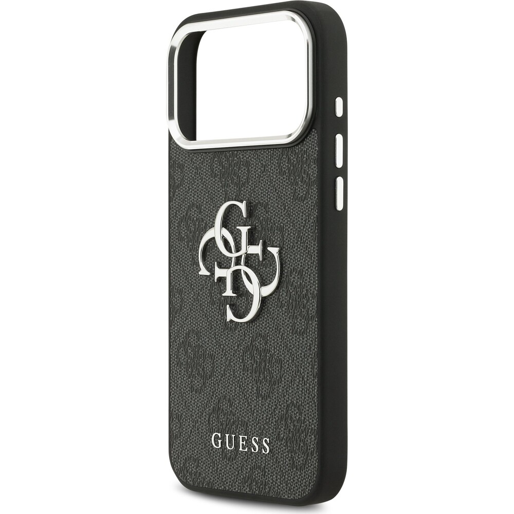 Guess-PU-4G-Metal-Logo-kryt-iPhone-17-Pro-Max-stribrny-cerny