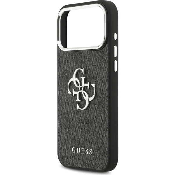Guess-PU-4G-Metal-Logo-kryt-iPhone-17-Pro-Max-stribrny-cerny