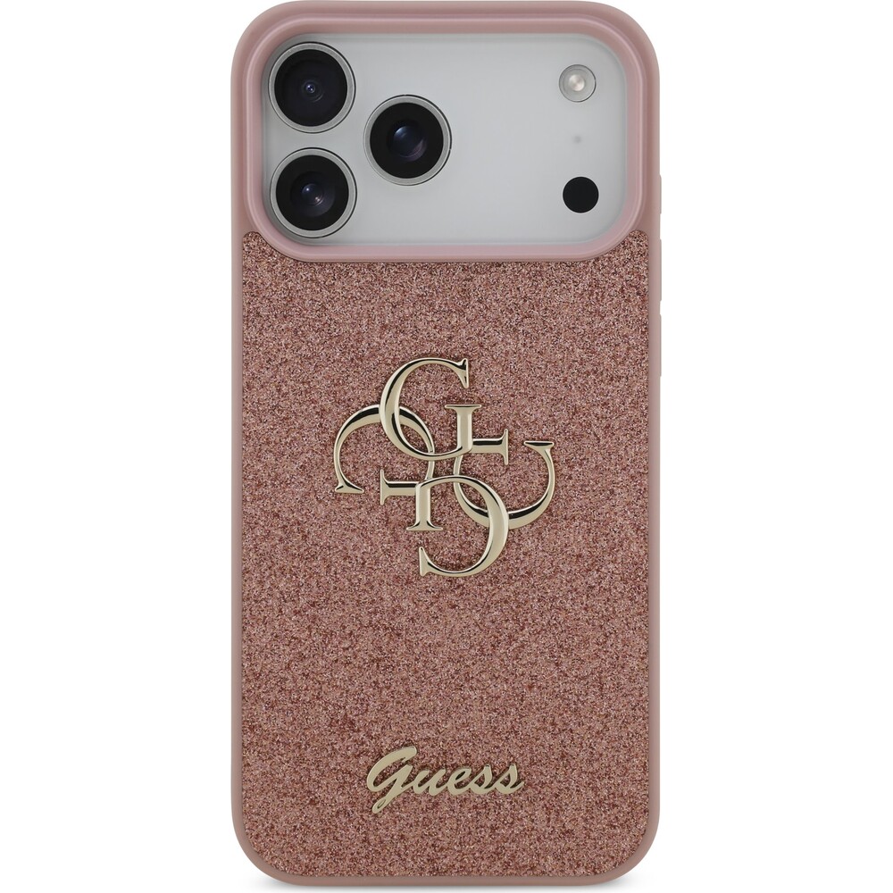 Guess-PU-Fixed-Glitter-4G-Metal-Logo-kryt-iPhone-17-Pro-Max-ruzovy