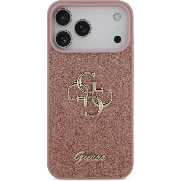 Guess-PU-Fixed-Glitter-4G-Metal-Logo-kryt-iPhone-17-Pro-Max-ruzovy