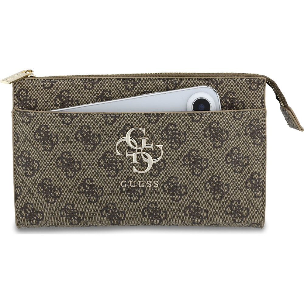 Guess-PU-4G-Metal-Logo-kabelka-na-telefon-hneda