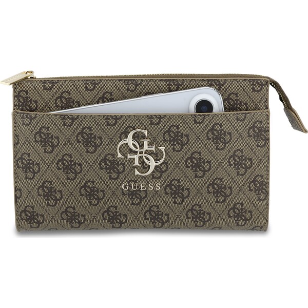 Guess-PU-4G-Metal-Logo-kabelka-na-telefon-hneda