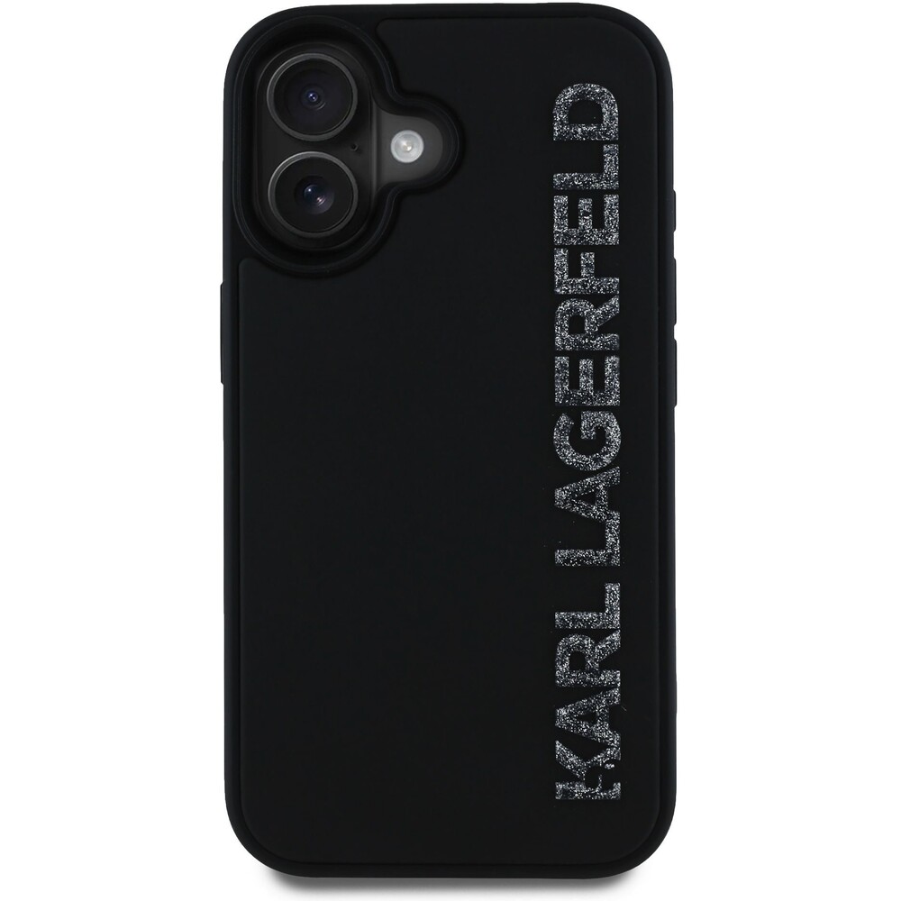 Karl-Lagerfeld-3D-Rubber-Glitter-Logo-kryt-iPhone-16-cerny