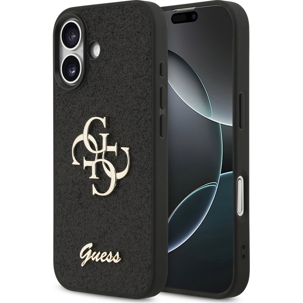 Guess-PU-Fixed-Glitter-4G-Metal-Logo-kryt-iPhone-17-cerny