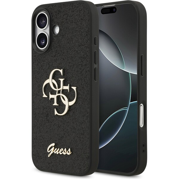 Guess-PU-Fixed-Glitter-4G-Metal-Logo-kryt-iPhone-17-cerny