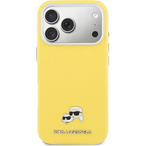Karl-Lagerfeld-PU-Karl-and-Choupette-Heads-Pins-MagSafe-kryt-iPhone-17-Pro-Max-zluty