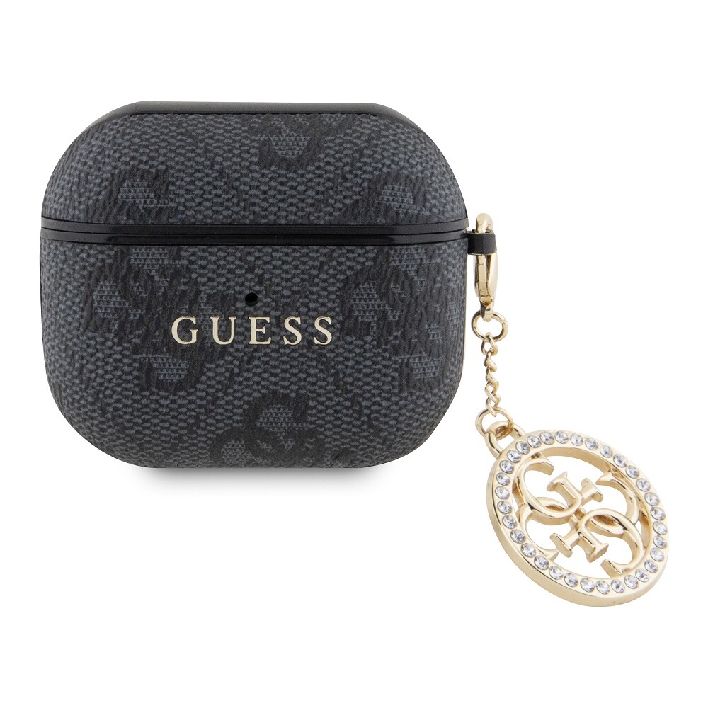 Guess-4G-Script-PC-PU-Charm-pouzdro-pro-AirPods-3-cerne