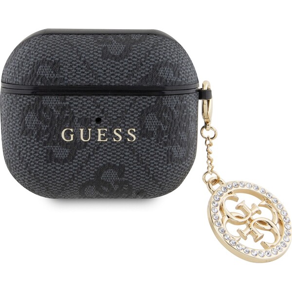 Guess-4G-Script-PC-PU-Charm-pouzdro-pro-AirPods-3-cerne